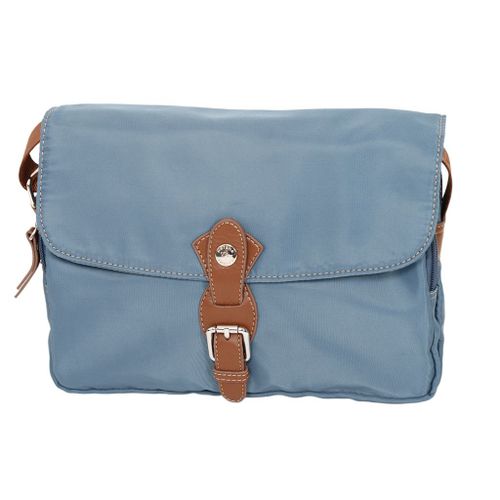 Besace Katana Nylon garni croûte de cuir de vachette K 29301 - Bleu