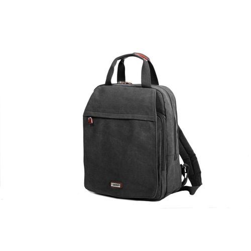 Sac à dos Katana en toile garnie Cuir de Vachette K6559 - Noir