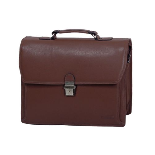 Cartable Katana 3 soufflets Cuir de Vachette grainé K 69329 - Chocolat