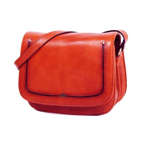 Besace Katana en Cuir de Vachette collet végétal 66801 - Rouge