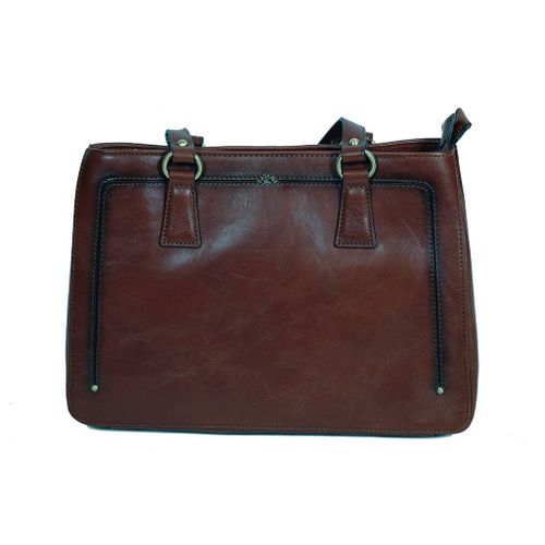 Sac shopping Katana Cuir de Vachette collet végétal 66803 - Chocolat