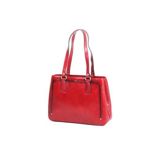 Sac shopping Katana Cuir de Vachette collet végétal 66803 - Rouge