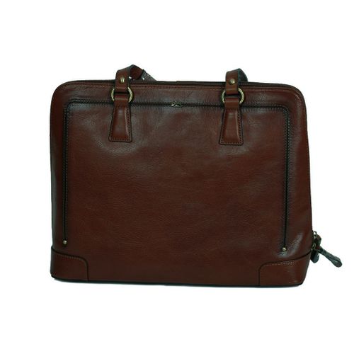 Sac shopping Katana Cuir de Vachette collet végétal 66807 - Chocolat