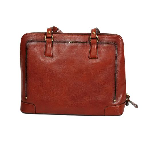Sac shopping Katana Cuir de Vachette collet végétal 66807 - Marron