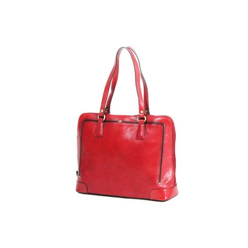 Sac shopping Katana Cuir de Vachette collet végétal 66807 - Rouge