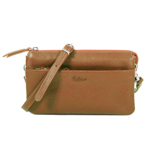 Pochette Katana en Cuir de Vachette grainé 69600 - Marron