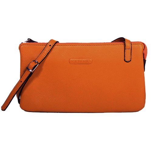 Pochette Katana en Cuir de Vachette grainé 69903 - Orange