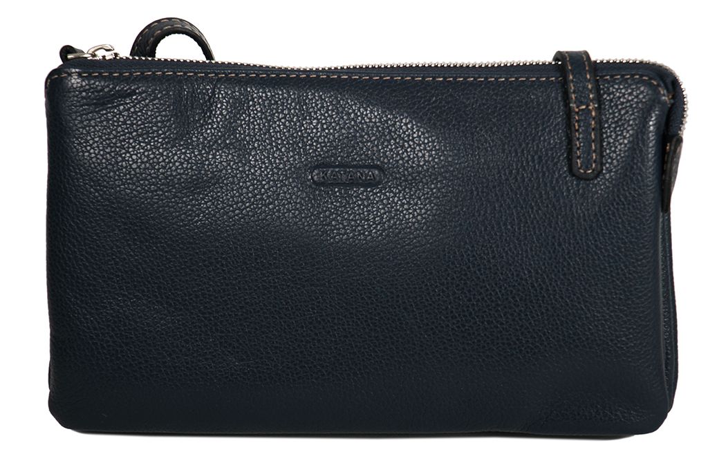 Pochette Katana en Cuir de Vachette grainé 69903 - Bleu