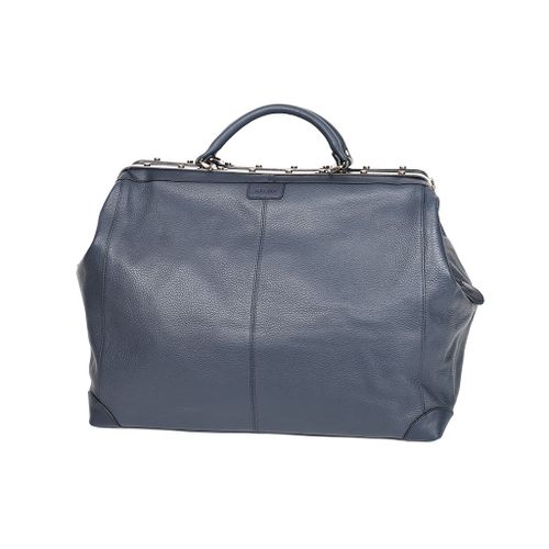 Sac Squaremouth cuir de vachette 83255 - Taille L - Bleu