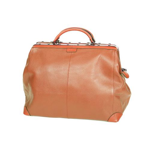 Sac Squaremouth cuir de vachette 83255 - Taille L - Marron clair