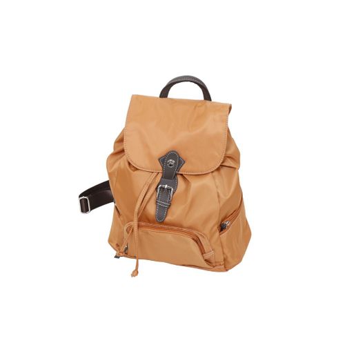 Sac à dos Katana Nylon garni croûte de cuir de vachette K 29307 - Marron clair