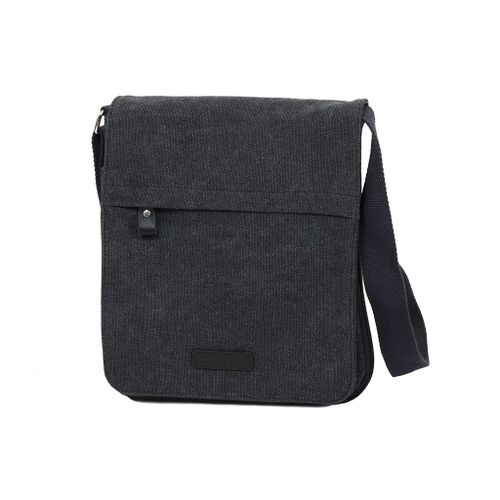 Pochette Katana portée travers en toile garni Cuir de Vachette 6568 - Noir