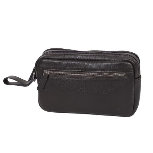 Pochette Katana Cuir de Vachette grainé 89610 - 2 compartiments - Chocolat
