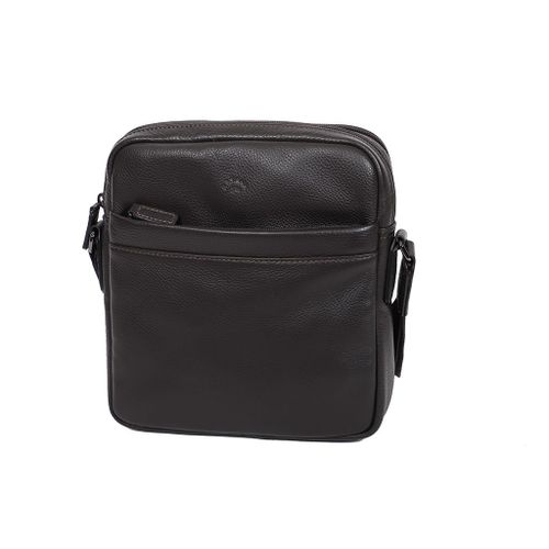 Pochette portée travers Katana Cuir de Vachette grainé 89621 - Chocolat
