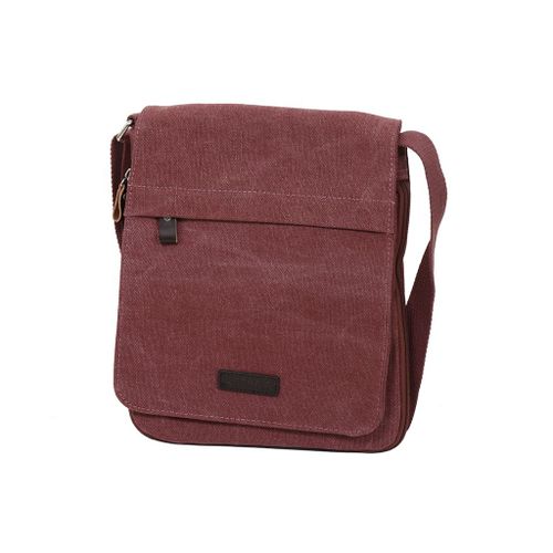 Pochette Katana portée travers en toile garni Cuir de Vachette 6568 - Bordeaux