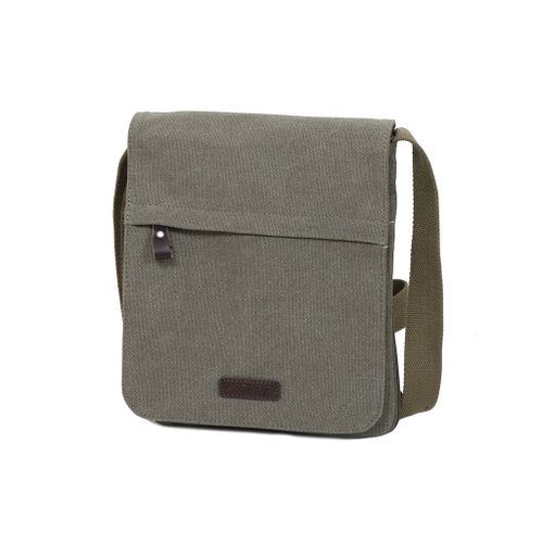 Pochette Katana portée travers en toile garni Cuir de Vachette 6568 - Taupe