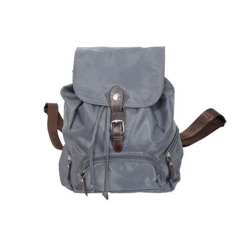 Sac à dos Katana Nylon garni croûte de cuir de vachette K 29307 - Argent