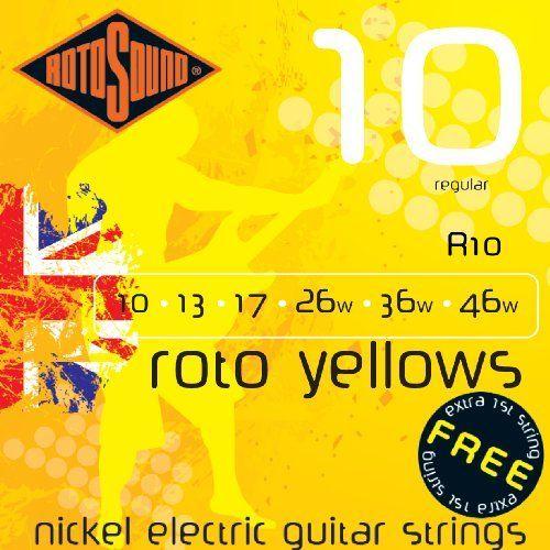 Rotosound Roto Yellows Jeu De Cordes Pour Guitare Électrique Nickel Tirant Regular 10 13 17 26 36 46 Import Royaume Uni