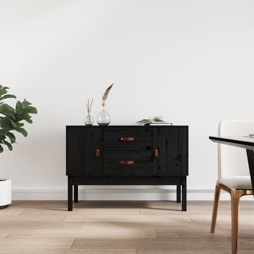 Buffet Noir 110x40x78 Cm Bois Massif De Pin
