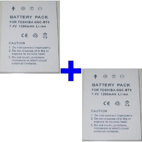 Pack de 2 batteries compatible TOSHIBA GSC-BT5 GSC-R30 GSC-R60 *1200mAh*