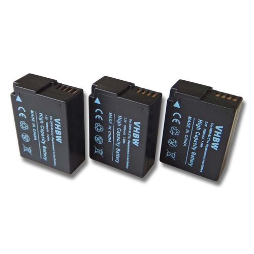 vhbw 3x Batteries compatible avec Panasonic Lumix DMC-GX8H, DC-FZ1000 II, DMC-FZ330, DMC-GX8A, DMC-G81, DC-G90 appareil photo (1000mAh, 7,2V, Li-ion)