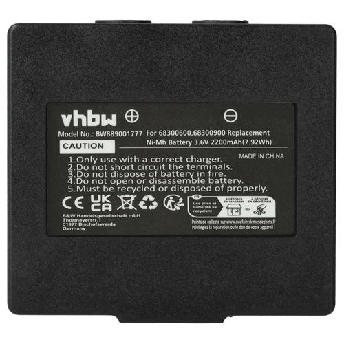 vhbw 1x Batterie remplacement pour Hetronic RHE3614KG, RHE3620KG pour opérateur télécommande industrielle (2200mAh, 3,6V, NiMH)