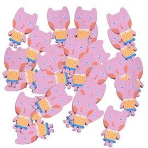 50pcs Bracelet Enfant Forme Animal Chat Et Ours Perles En Bois Jouet Cadeau Multicoloré