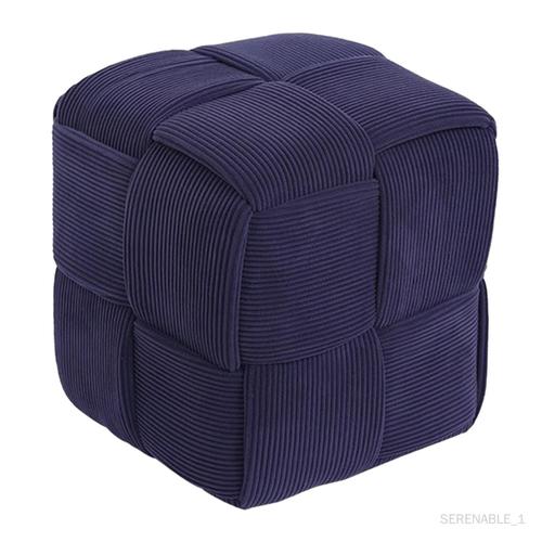 Tabouret Ottoman Carré En Tissu Velours Pour Salle De Jeux, Chambre Bleu Foncé