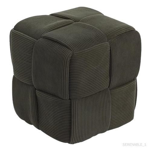 Tabouret Ottoman Carré En Tissu Velours Pour Salle De Jeux, Chambre Vert Foncé