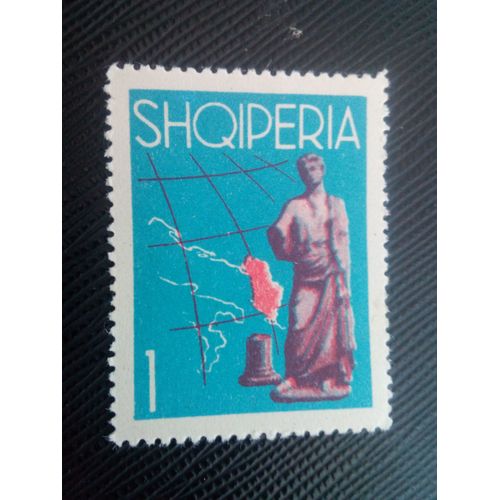 Timbre Albanie Y T 590 Carte De La Mer Adriatique Et De L'albanie Et Statue Romaine 1962 ( 120208 )