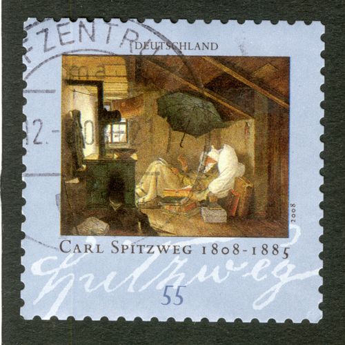 Timbre Oblitéré Deutschland, Carl Spitzweg 1808 - 1885, 2008, 55