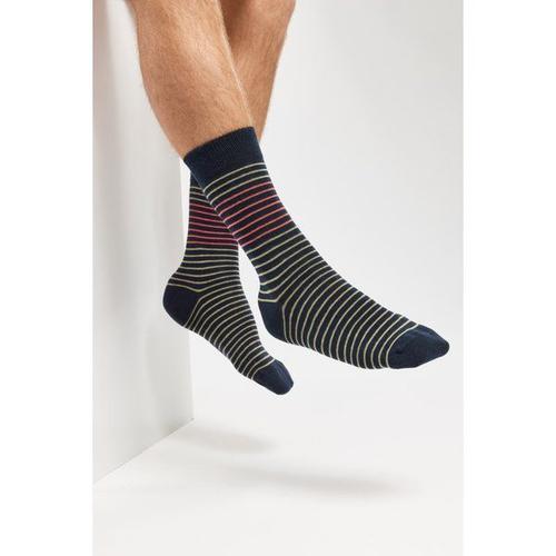Chaussettes Rayées - Coton Homme Marine Deep/Oyster E24/Coral E 43/46