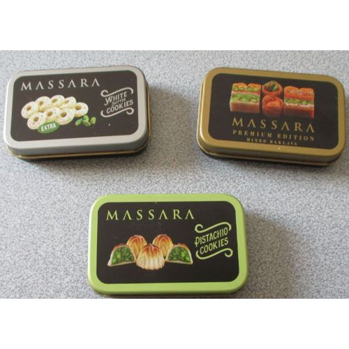 Lot De 3 Petites Boites Métalliques Massara Avec Couvercles Décorés - Modèles Différents - 9.5x6x2cm - Couvercles Détachables - Vendues Vides