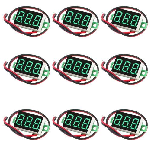 9pcs Voltmètre 2 Fils Dc 0-32v Avec Panneau À 3 Chiffres Affichage Led Sur Panneau Moniteur De Batterie De Moto De Voiture (Vert)