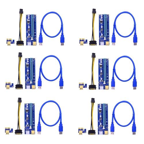 Pci-E Riser Câble D'extension Pcie Alimenté À 6 Broches Gpu Riser Câble D'extension Gpu Pciex1 Vers Pcie X16 Extender (6 Pièces Séries)