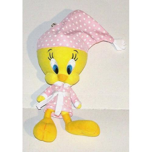 Peluche Titi En Robe De Chambre Pyjama Et Bonnet De Nuit Play By Play 28 Cm