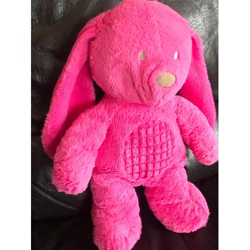 Peluche Lapin Tex Baby Carrefour Damier Relief Rose 35 Cm