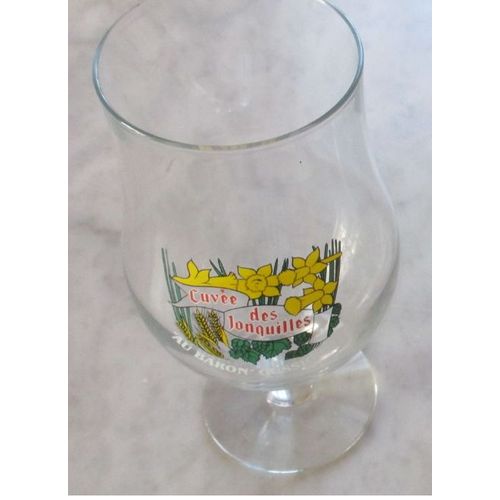 Verre À Bière Cuvée Des Jonquilles De La Brasserie Au Baron À Gussignies - Hauteur 17.5cm - Contenance 33cl- Jamais Utilisé