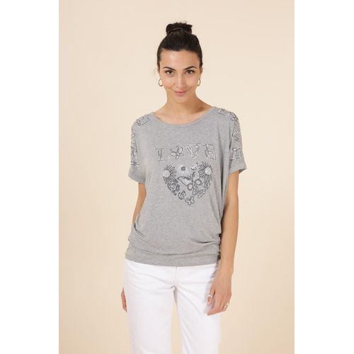 T-Shirt Gris Strass Femme Zeva Paris Taille Unique