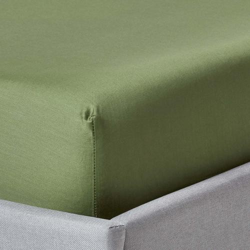 Drap-Housse Matelas Épais Coton Égyptien Bio 400 Fils Vert Mousse 150 X 200 Cm