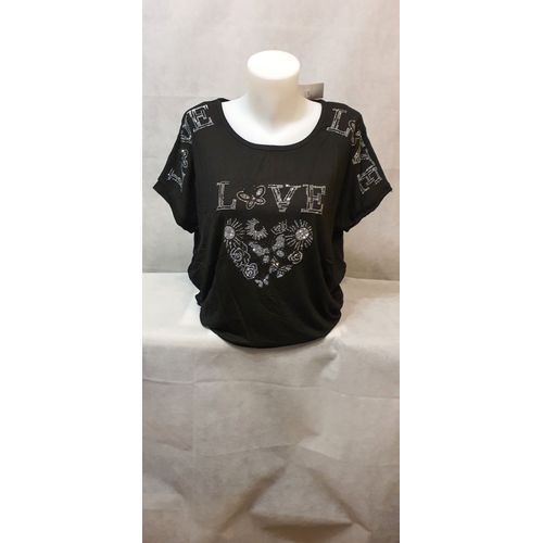 T-Shirt Noir Strass Femme Zeva Paris Taille Unique