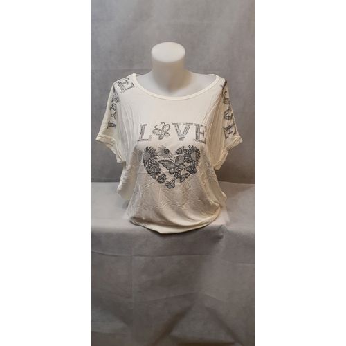 T-Shirt Blanc Strass Femme Zeva Paris Taille Unique