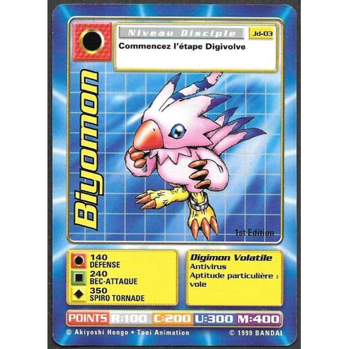 Carte Digimon - Biyomon Jd 03 [Premiere Edition 1] - Bandai 1999