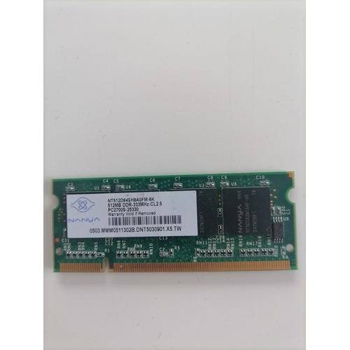 RAM SoDimm DDR2 256mb 333Mhz Nanya PC2700S-25330 pour portable