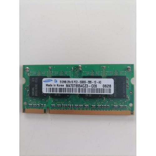 RAM SoDimm DDR2 512mb 667Mhz SAMSUNG pour portable 2rx16 pc2-5300s-555-12-a3