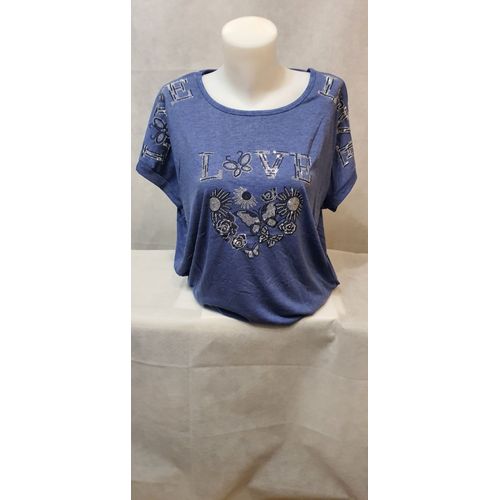 T-Shirt Bleu Strass Femme Zeva Paris Taille Unique