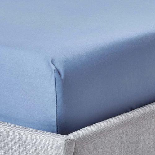 Drap-Housse Uni 150 X 200 Cm 100% Coton Égyptien 1000 Fils Coloris Bleu