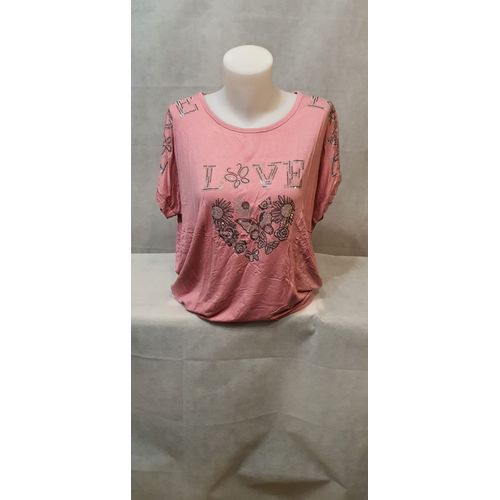 T-Shirt Rose Strass Femme Zeva Paris Taille Unique
