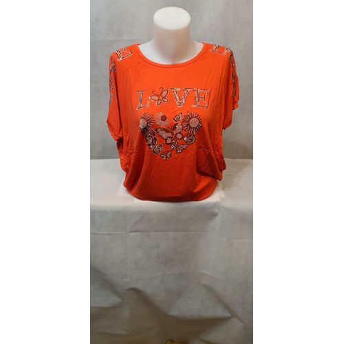 T-Shirt Corail Strass Femme Zeva Paris Taille Unique