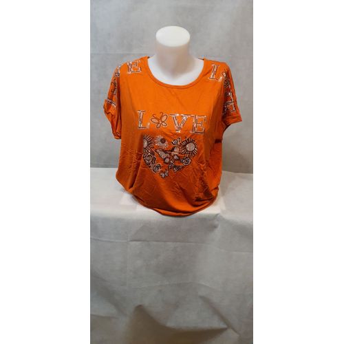 T-Shirt Orange Strass Femme Zeva Paris Taille Unique